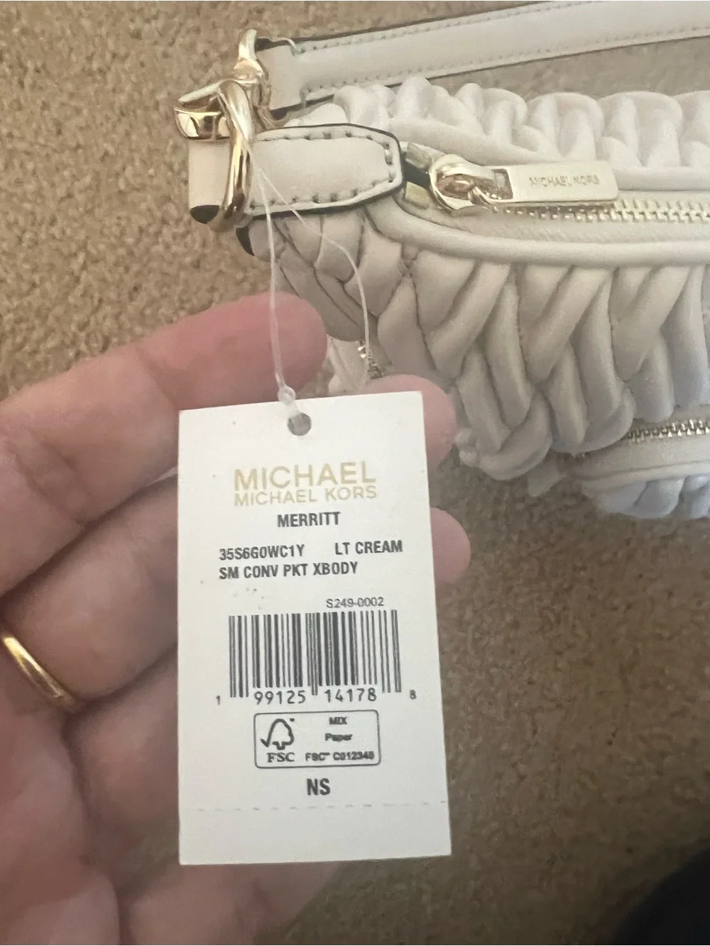 Michael Kors Merritt Matelassé Convertible Crossbody Bag - Light Cream